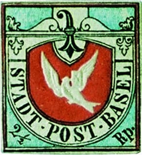 Basel Dove stamp — Basler Taube 1845, world's first multicolor stamp