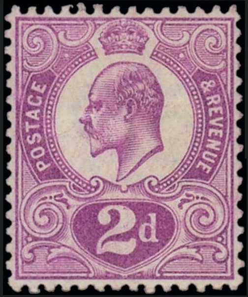 Edward VII 2d Tyrian Plum rare UK stamp 1910